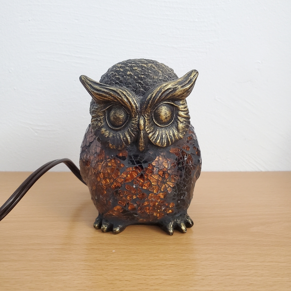 Mosaic glass decorative tabletop owl lamp